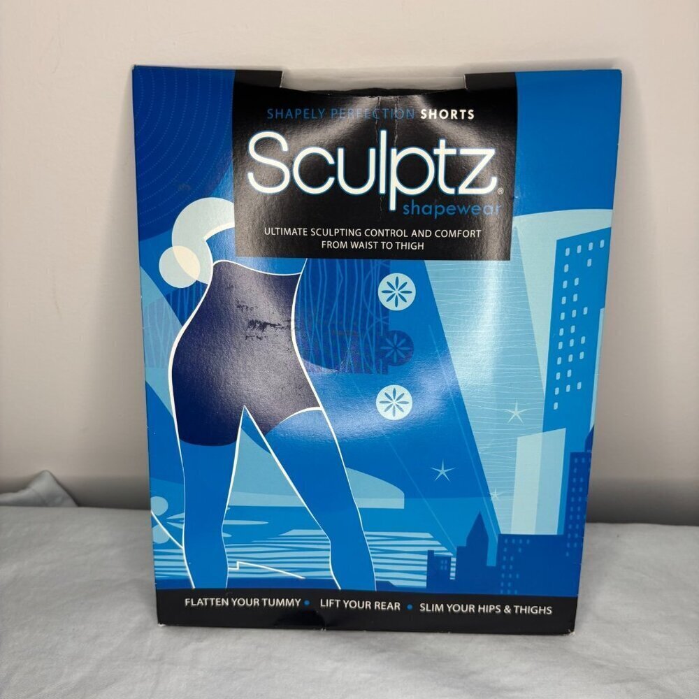 SCULPTZ NEW Shapewear Womens A Black Stretch Shorts Feature Flatten Lift Slim